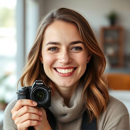 Professionelt portræt af Lykke, fotografen, smilende og imødekommende.